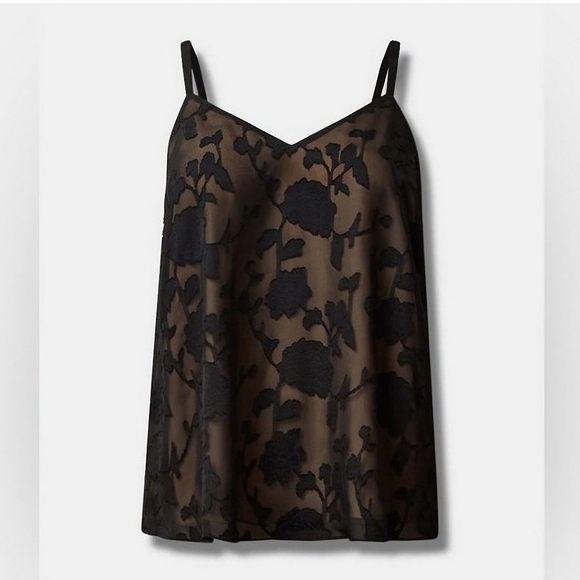 🎉HP🎉 NWT black & tan / nude look floral print Torrid Sophie swing cami 🖤 sz 4 - Picture 3 of 8